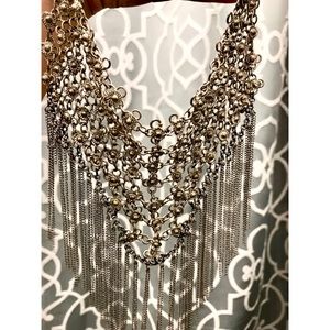 Free People Silver Bib Floral Necklace
